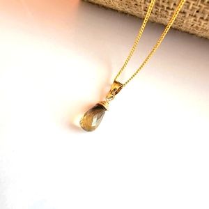 Bi Lemon Quartz Necklace Minimalist Crystal Gemstone champagne brown